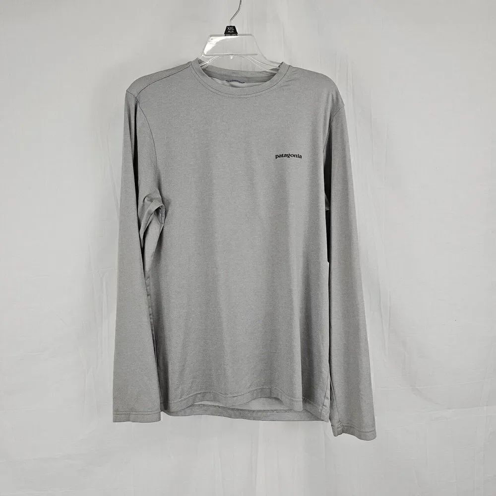 Patagonia Men's Size Small Outdoor Logo Long Sleeve Gray Fitz Roy Trout